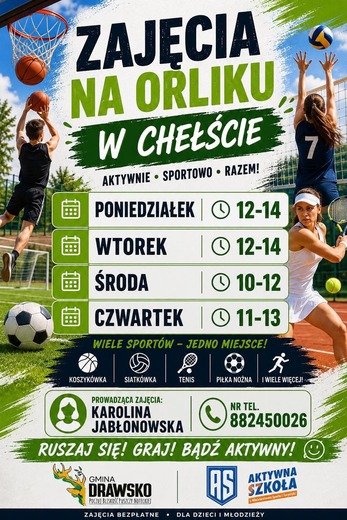 Bezpłatne zajęcia sportowe na Orliku w Chełście już od poniedziałku!