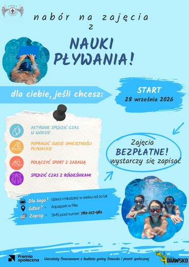 Darmowa nauka pływania dla dzieci i młodzieży z Gminy Drawsko!