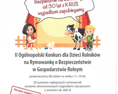 II Ogólnopolski Konkurs dla Dzieci na Rymowankę o Bezpieczeństwie w Gospodarstwie Rolnym